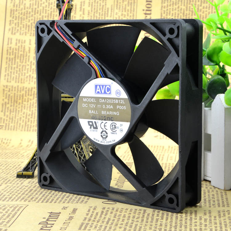 original AVC 12cm12025 12V0.3A DA12025B12L P005 silent 4-pin PWM fan ...
