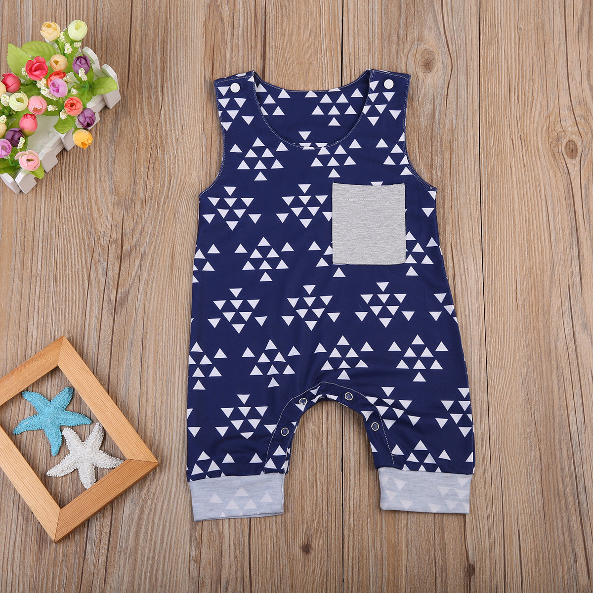 0-18M Toddler Newborn Baby Fashion Clothes Outfits Blue Romper Jumpsuit - ebowsos