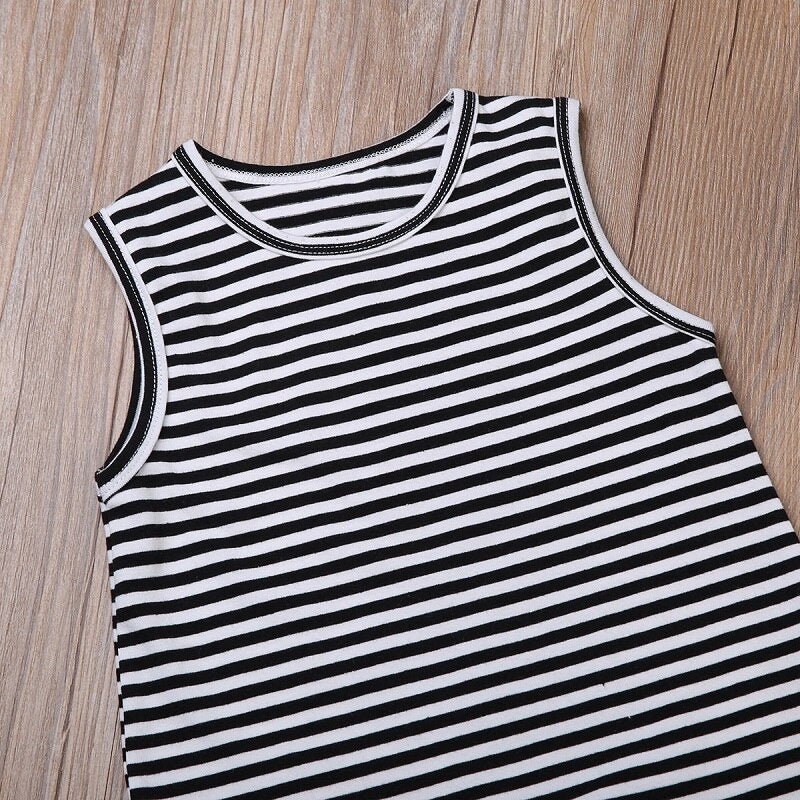 0-24M Fashion Summer Children Clothing Girl Striped Romper Sleeveless Cotton Jumpsuit Pants Clothes Outfit - ebowsos