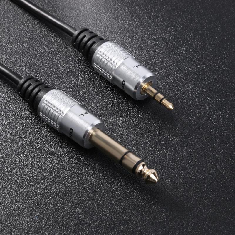 0.3m/1m/1.8m/3m 6.35mm to 3.5mm Cable Adapter Male to Male Gold Plated TRS HIFI Stereo Audio Jack Plug Wire Cord High Quality - ebowsos