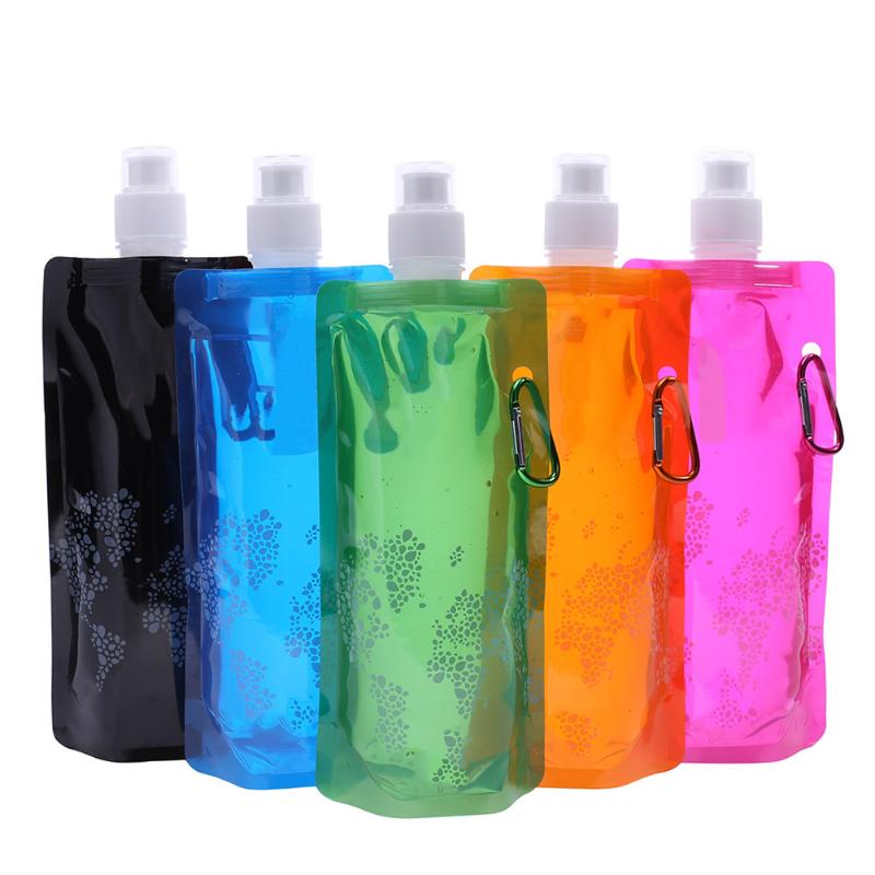 0.5L Water Bottles Ultralight Foldable Silicone Cup Outdoor Sports Hiking Camping Soft Flask Water Bag,foldable travel bags-ebowsos