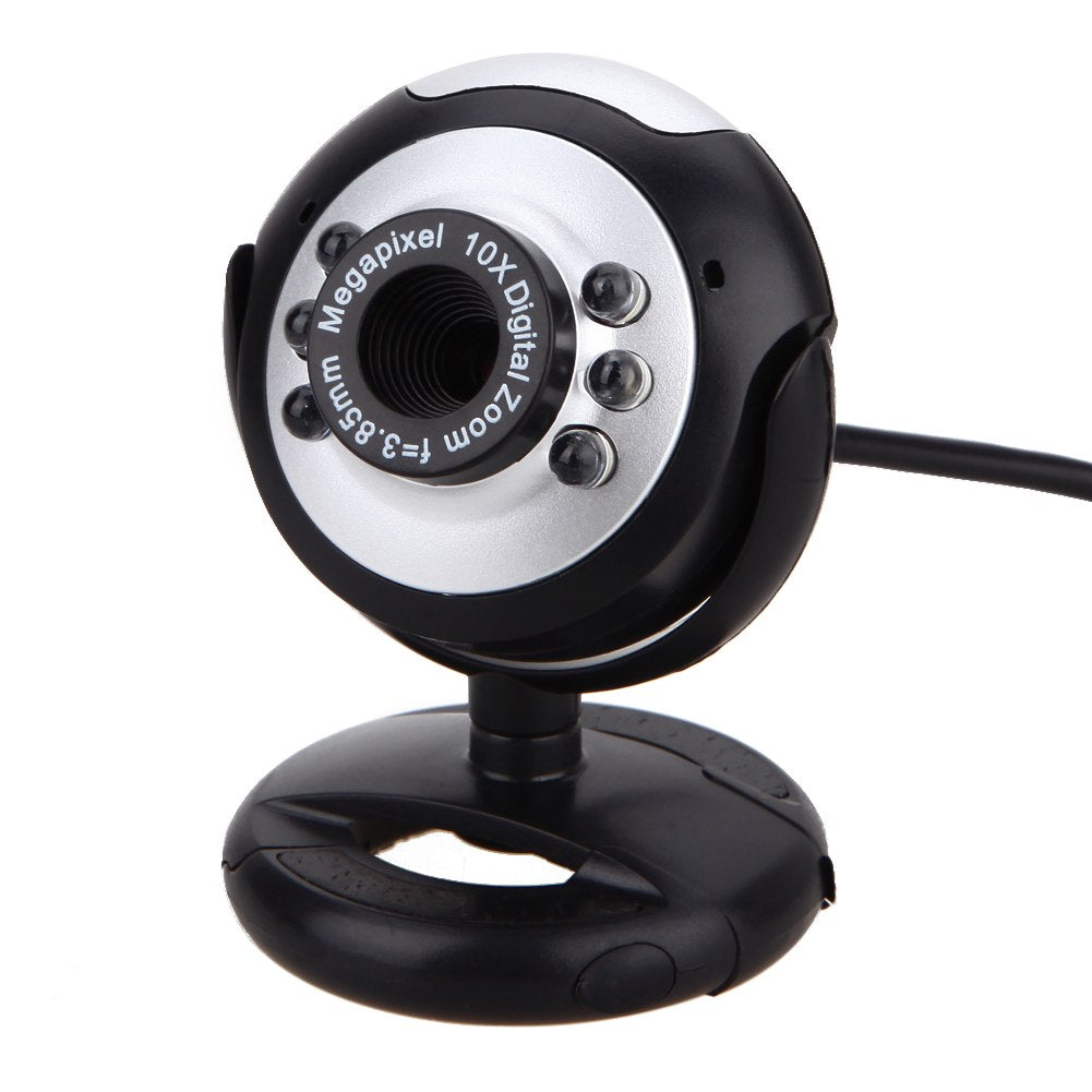 0.5MP 6 LED Webcam USB 2.0 Camera with Mic for PC Laptop Computer 1/4 High Resolution CMOS VGA Sensor Webcam - ebowsos