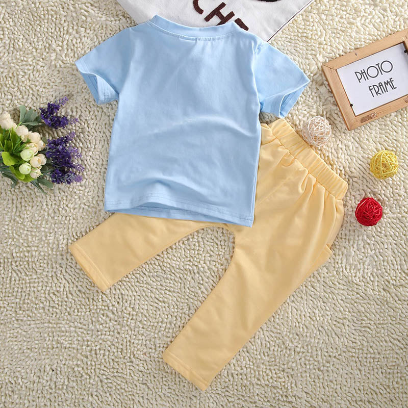 0-5Y Toddler Baby Kids Boys T-shirt Top + Long Pants Outfits Clothes Set Summer - ebowsos