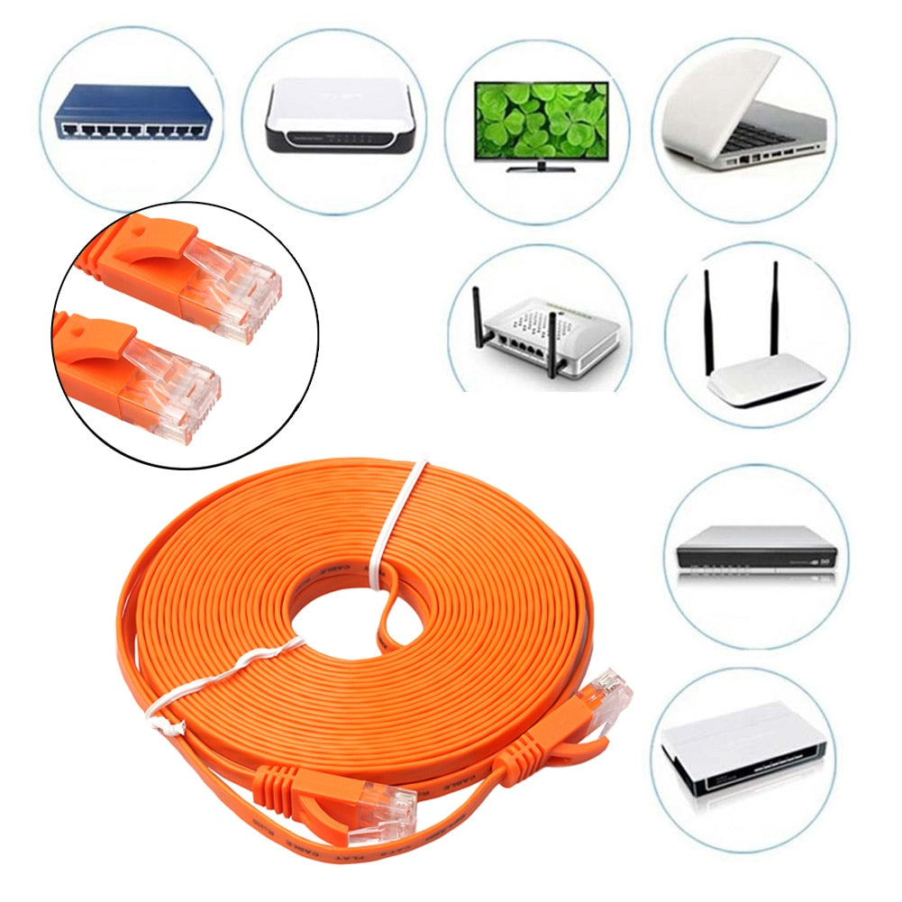 0.5m-15m 1000Mbps Flat Ethernet CAT6 Cable Network Cable Patch Lead RJ45 Patch LAN Cable for PS4 Xbox PC Smart TV - ebowsos
