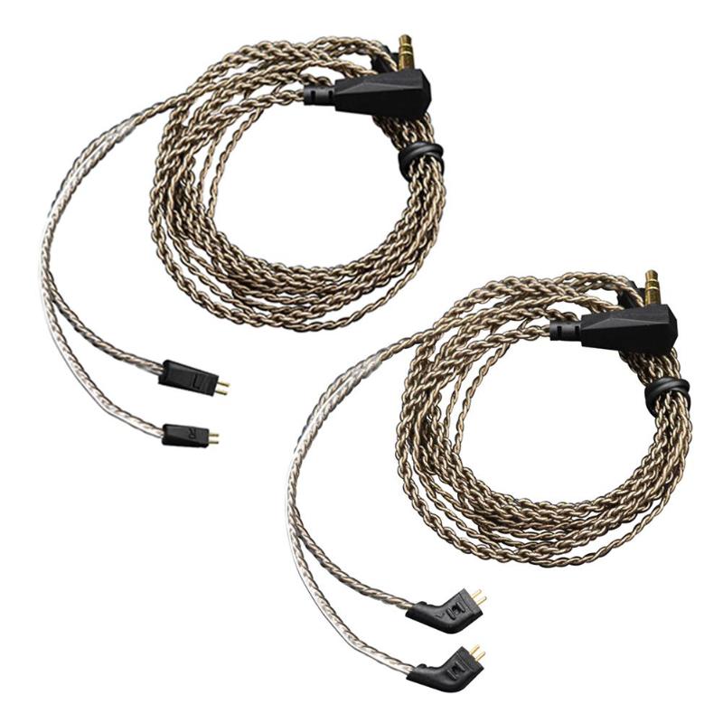 0.75mm 2 Pin to 3.5mm Earphone Upgrade Cable Plated Silver Earpiece Cables Cord Wire Replacement for KZ Earphone - ebowsos