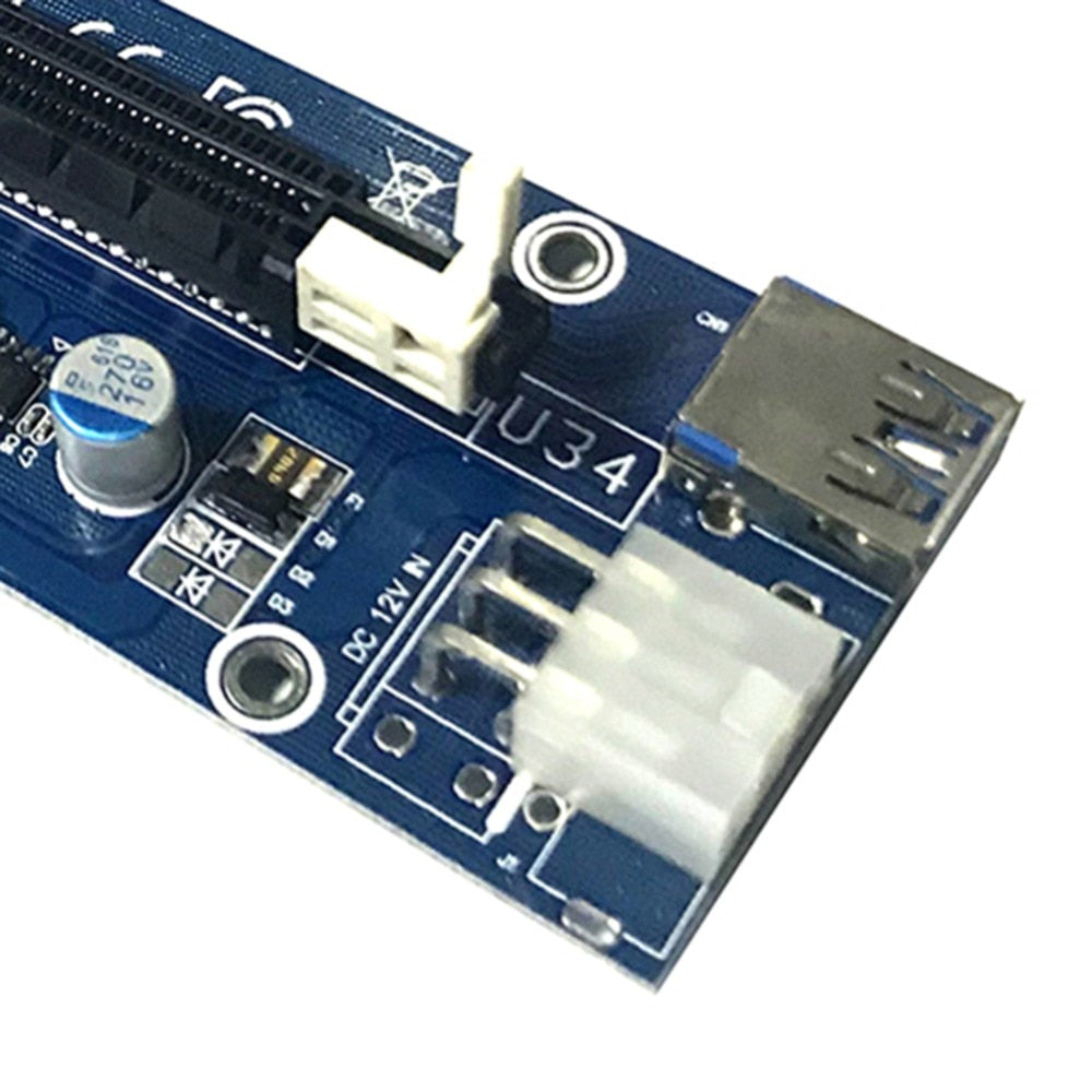 006C PCI-E Express 1x to 16x Extender Riser Card USB 3.0  6Pin SATA Interface Graphics Card Riser for BTC Mining - ebowsos