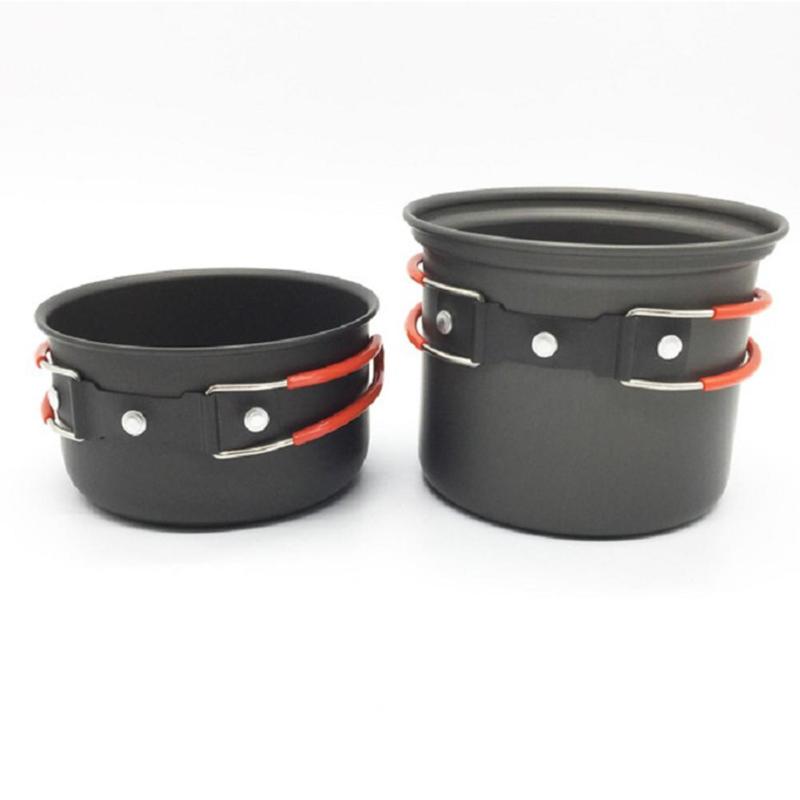 1-2 Person Hiking Camping Pot Set Portable Picnic Cookware Ultralight Picnic Barbecue Cooker Set For Camping & Hiking-ebowsos