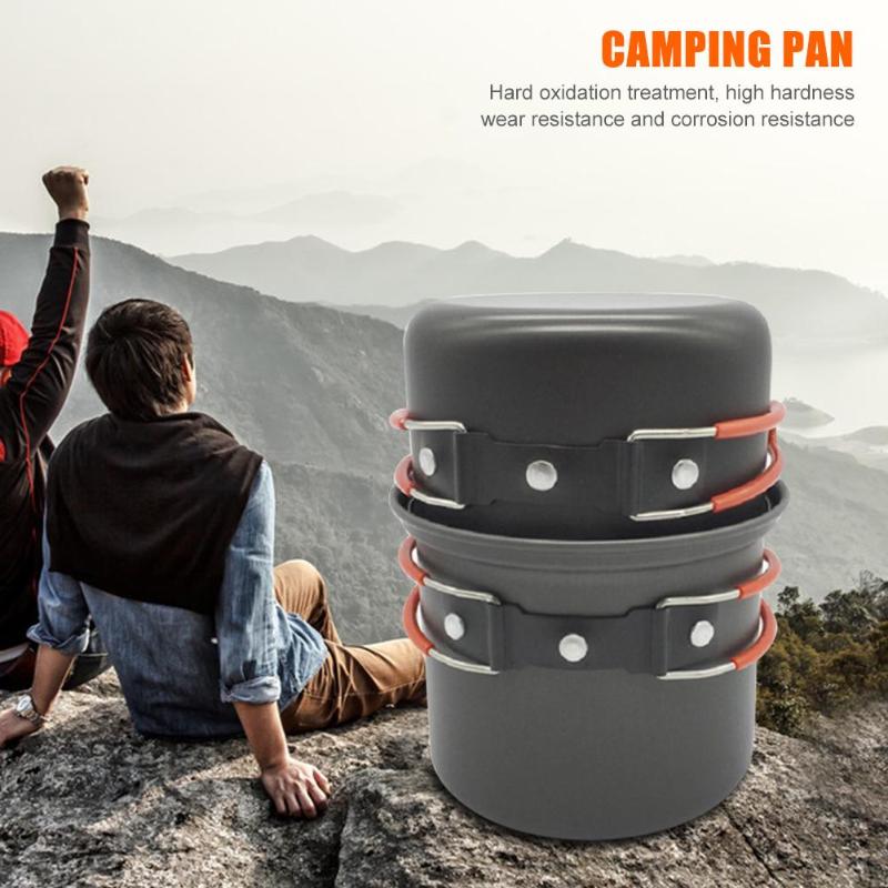 1-2 Person Hiking Camping Pot Set Portable Picnic Cookware Ultralight Picnic Barbecue Cooker Set For Camping & Hiking-ebowsos
