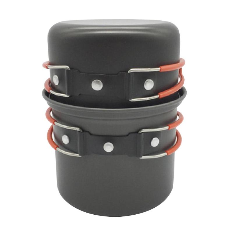 1-2 Person Hiking Camping Pot Set Portable Picnic Cookware Ultralight Picnic Barbecue Cooker Set For Camping & Hiking-ebowsos