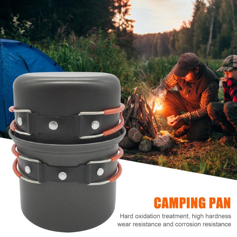 1-2 Person Hiking Camping Pot Set Portable Picnic Cookware Ultralight Picnic Barbecue Cooker Set For Camping & Hiking-ebowsos