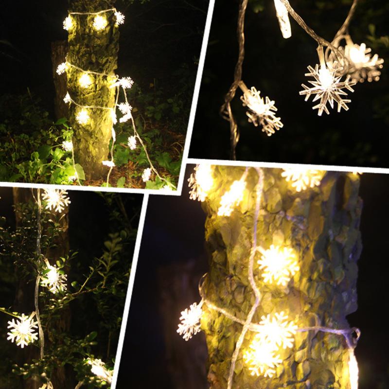 1.2m 10 LED Snowflake Wedding Christmas Party Decor Outdoor Fairy String Lights Christmas Tree Decoration Garlands Lighting - ebowsos