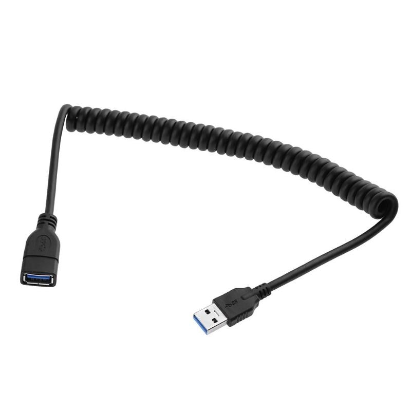 1.2m/3.93ft High Spped USB3.0 Male to Female Extension Extended Spring Cable Coiled Wire Cord for PC USB Extension Cable - ebowsos