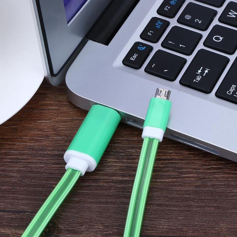 1.2m Visible Flowing LED Light Micro USB Charger Cable Data Sync Transfer Cord Wire Luminous Flat Charging Line - ebowsos