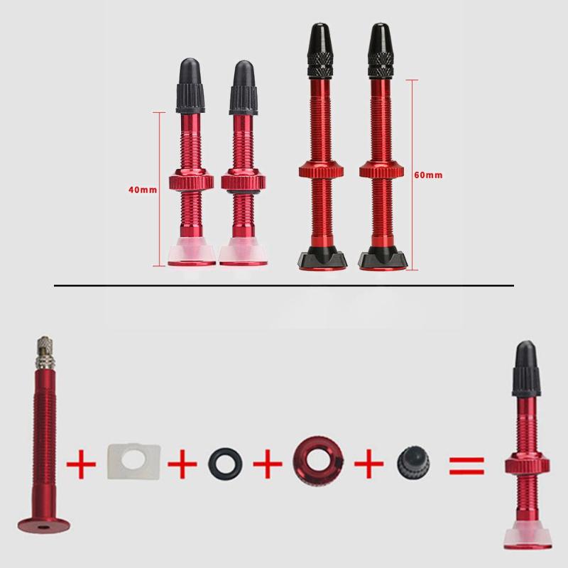 1-2pcs 40/60mm MTB Road Bike Extender Valves Ultra-light Aluminum Tubeless Presta Valve Core for Bicycle Tubeless Tire Bike Part-ebowsos