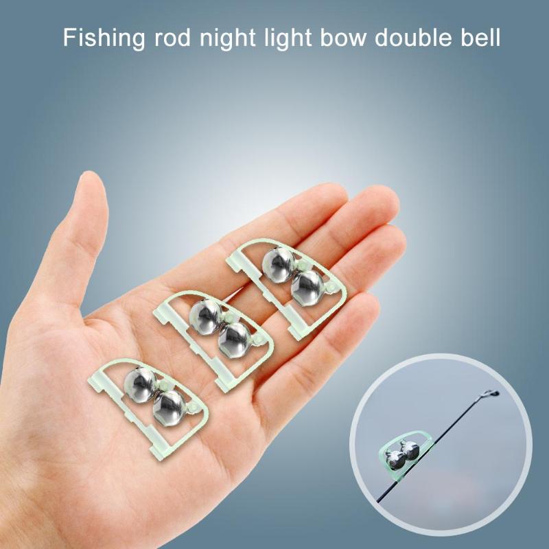 1-3pcs Fluorescent Fishing Rod Pole Tip Clip Twin Bell Alarm Alert Ring Glow In The Dark Fishing Tackle Box Accessory tool-ebowsos