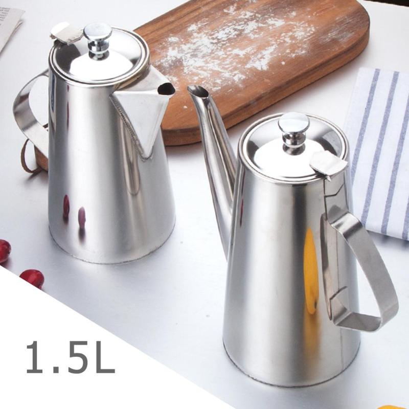 1.5L Stainless Steel Water Pot Handheld Teapot Water Jug High Capacity Cold Water Kettle Home Kitchen Drinking Tools - ebowsos