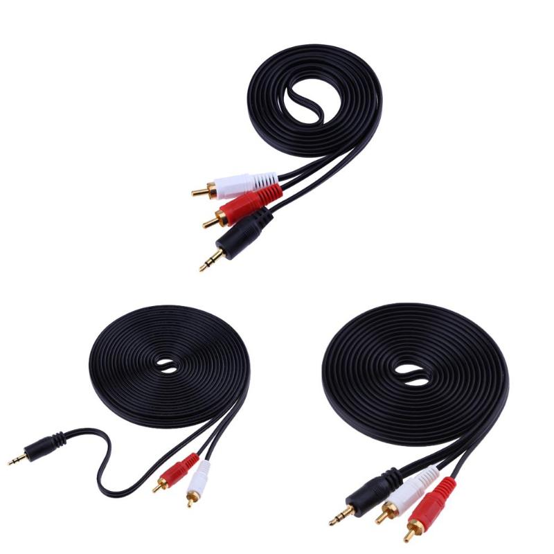 1.5M 3M 5M Jack 3.5mm Audio Cable Connector plug 2RCA Lotus One Point Two Speaker Audio Cable for Computers Connected to TV - ebowsos