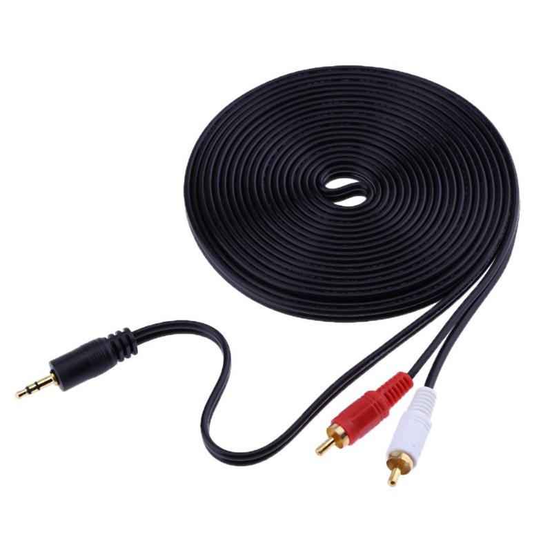 1.5M 3M 5M Jack 3.5mm Audio Cable Connector plug 2RCA Lotus One Point Two Speaker Audio Cable for Computers Connected to TV - ebowsos