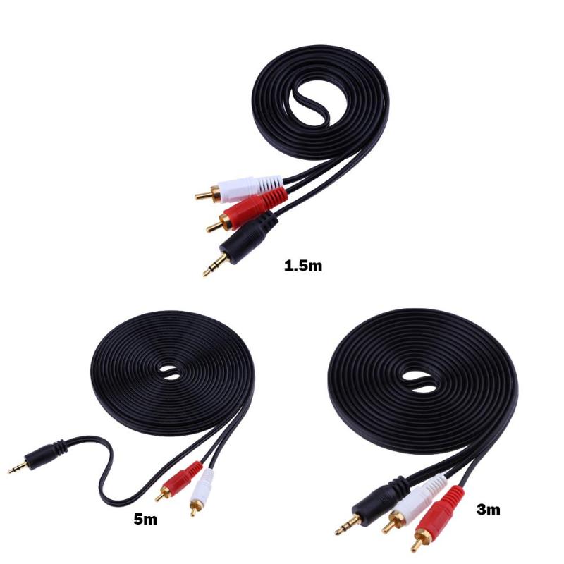 1.5M 3M 5M Jack 3.5mm Audio Cable Connector plug 2RCA Lotus One Point Two Speaker Audio Cable for Computers Connected to TV - ebowsos