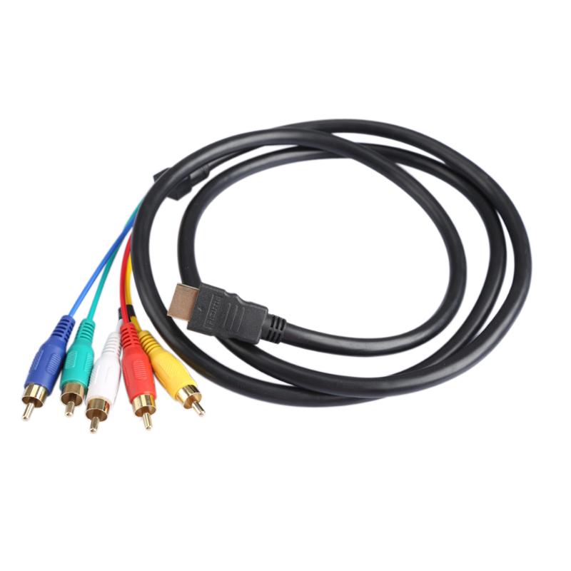 1.5M 5Ft HDMI to 5RCA Cable 5-RCA Audio Video AV Component Cord Gold Plated for HDTV 1080P - ebowsos