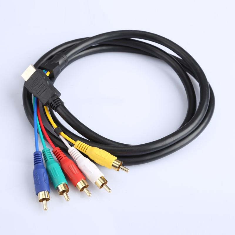 1.5M 5Ft HDMI to 5RCA Cable 5-RCA Audio Video AV Component Cord Gold Plated for HDTV 1080P - ebowsos
