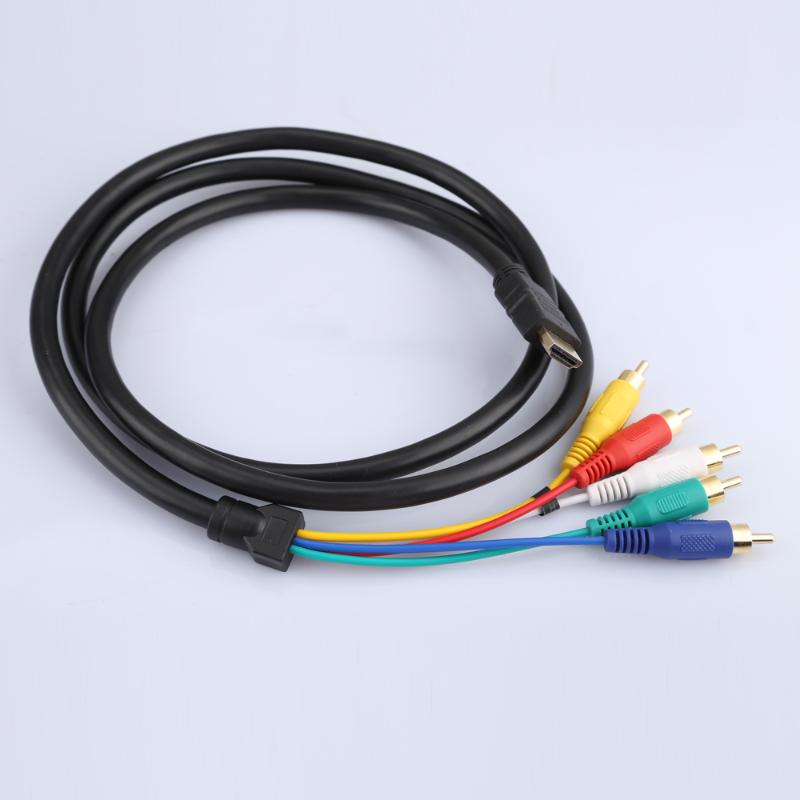 1.5M 5Ft HDMI to 5RCA Cable 5-RCA Audio Video AV Component Cord Gold Plated for HDTV 1080P - ebowsos