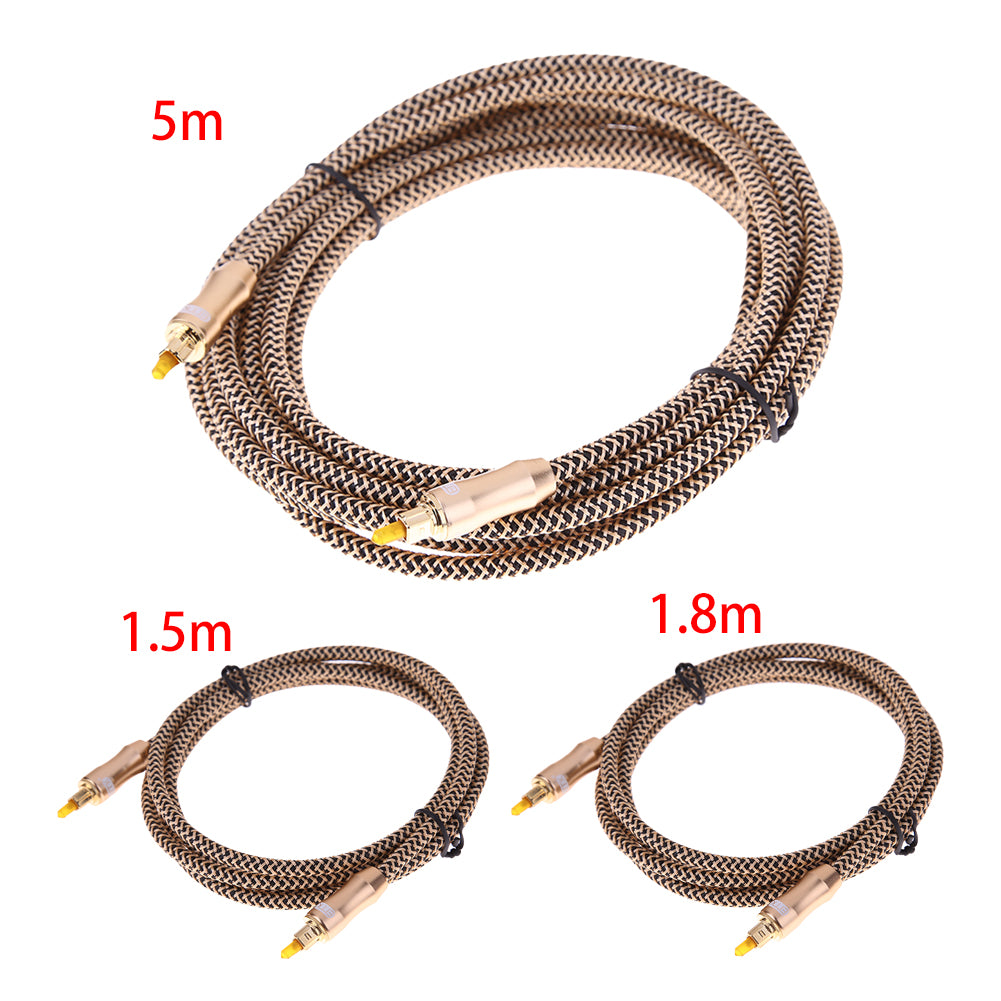 1.5m/1.8m/5m OD6.0mm Male to Male Toslink Cable Digital Optical Audio Cable Fiber Optical Cable Gold Snake Series For TV DVD - ebowsos