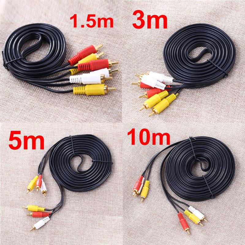 1.5m/3m/5m 3 RCA Video Cable Composite Male to Male 3RCA To 3RCA Audio Video AV Cable Wire For Hi-Fi Video DVD CD Player - ebowsos