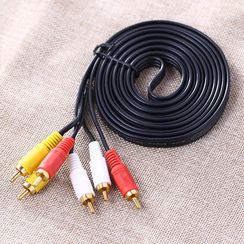 1.5m/3m/5m 3 RCA Video Cable Composite Male to Male 3RCA To 3RCA Audio Video AV Cable Wire For Hi-Fi Video DVD CD Player - ebowsos