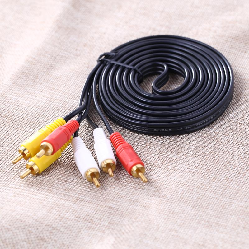 1.5m/3m/5m 3 RCA Video Cable Composite Male to Male 3RCA To 3RCA Audio Video AV Cable Wire For Hi-Fi Video DVD CD Player - ebowsos