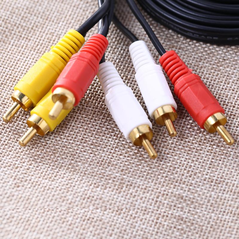 1.5m/3m/5m 3 RCA Video Cable Composite Male to Male 3RCA To 3RCA Audio Video AV Cable Wire For Hi-Fi Video DVD CD Player - ebowsos