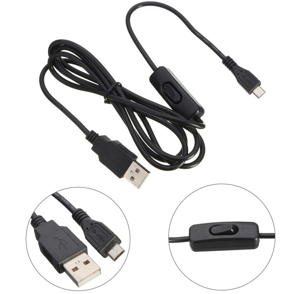 1.5m for Raspberry Pi Power Cable Micro USB Power Supply Charging Cable for Raspberry Pi With ON/OFF Switch - ebowsos