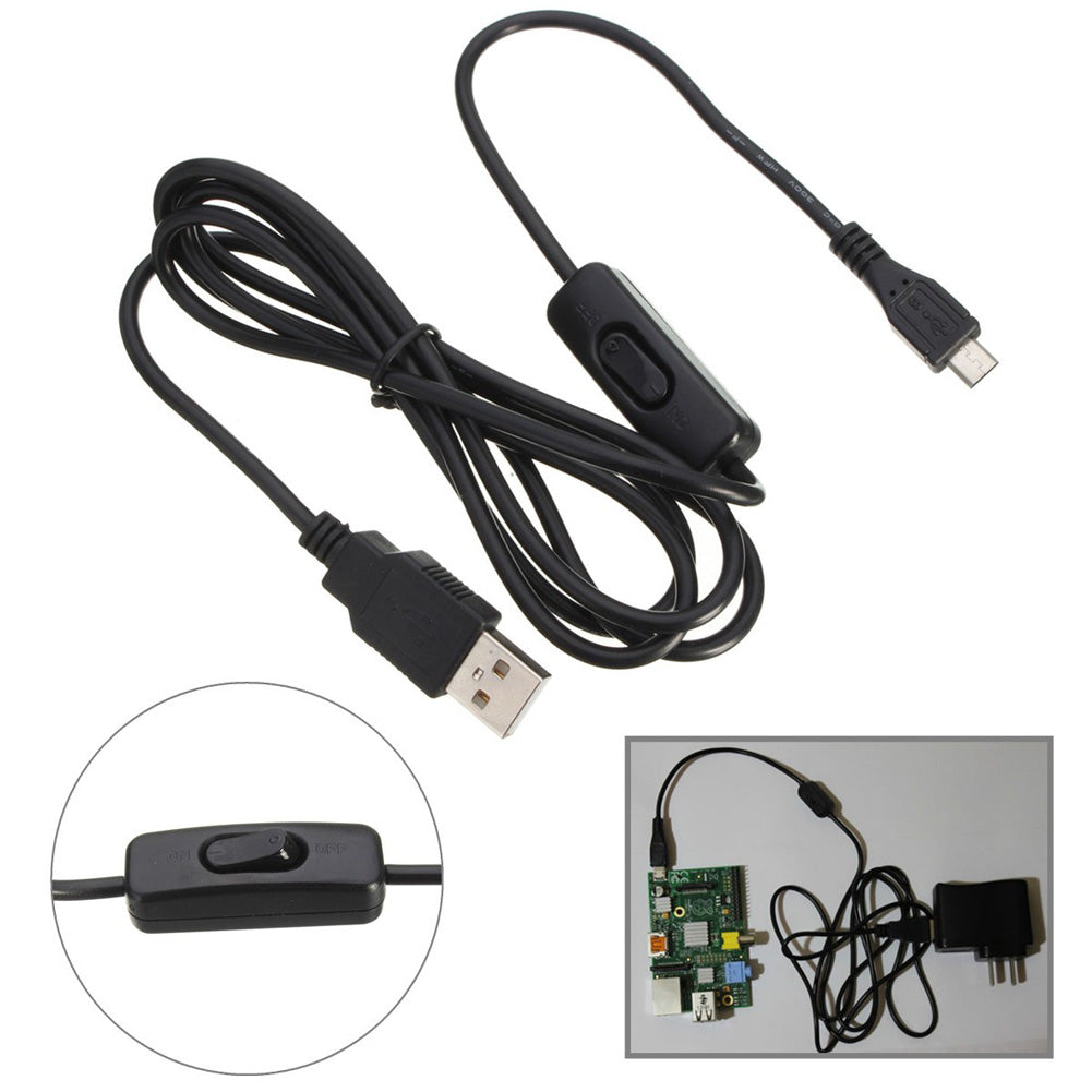 1.5m for Raspberry Pi Power Cable Micro USB Power Supply Charging Cable for Raspberry Pi With ON/OFF Switch - ebowsos