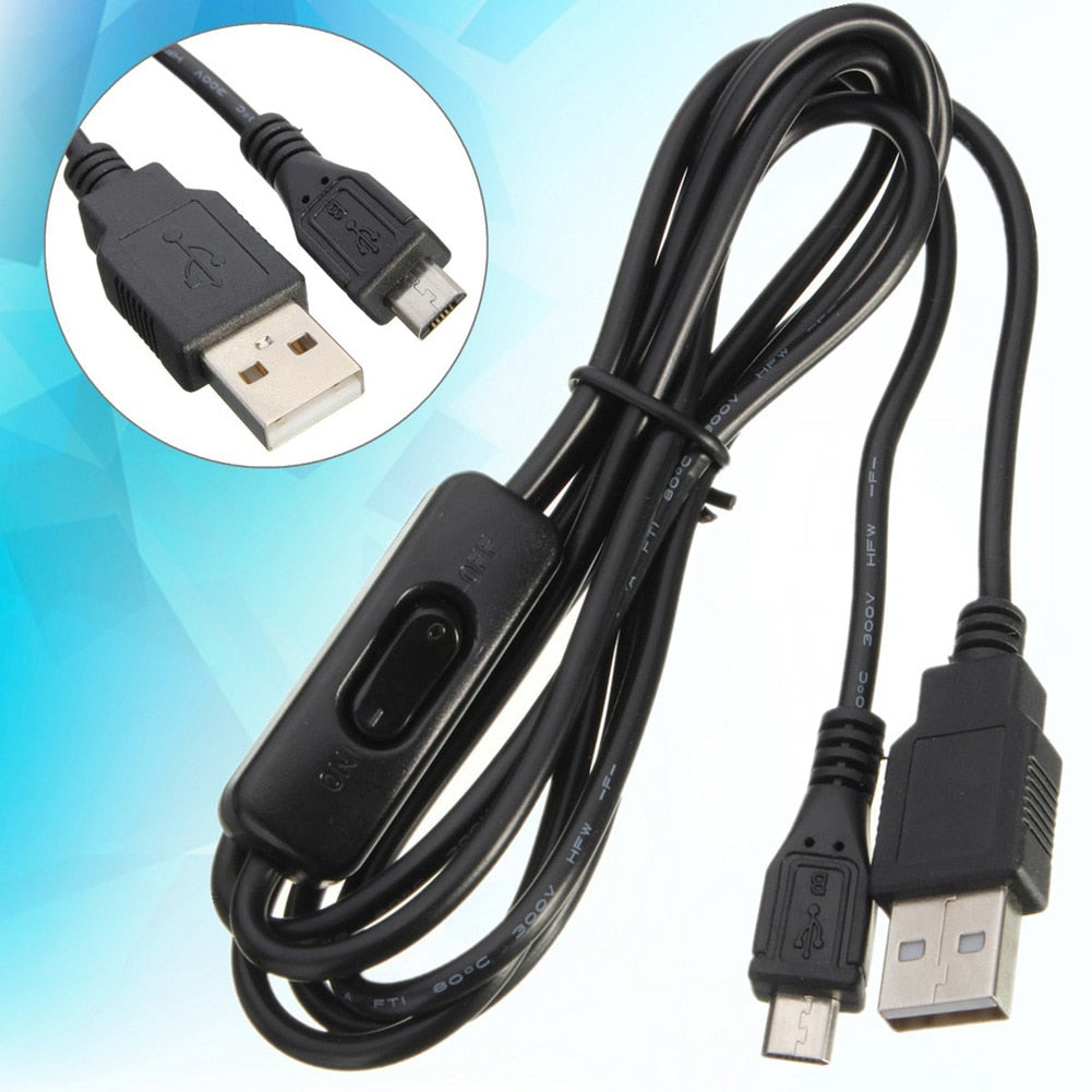 1.5m for Raspberry Pi Power Cable Micro USB Power Supply Charging Cable for Raspberry Pi With ON/OFF Switch - ebowsos