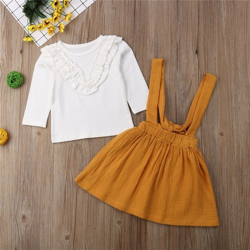 1-6Years 2PCS Spring Toddler Baby Girl Dress Outfits Tops Shirt Bow Short Skirt Clothes - ebowsos