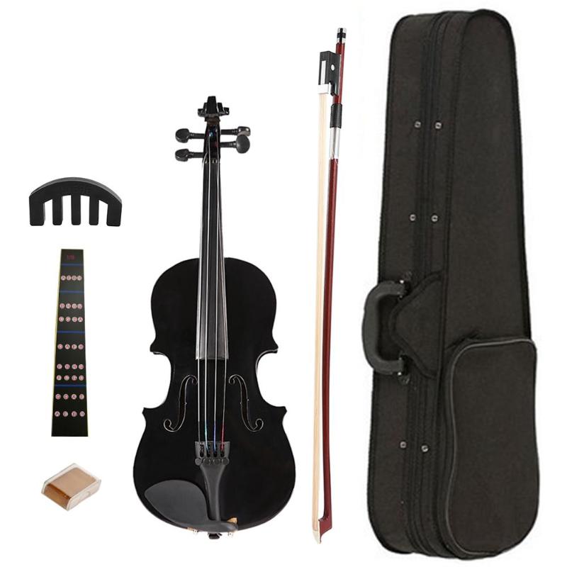 1/8 Splint Acoustic Violin Basswood Body Back Side Plate Maple Head Bright Fiddle Exerciser Set for Musical Lover Student-ebowsos