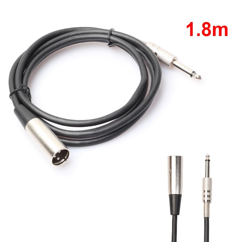 1.8m/3m/5m/7.6m Nickel-Plated Zinc-Alloy XLR 3-Pin Male to 1/4" Mono Plug Shielded Microphone Mic Audio Cord Cable Black - ebowsos