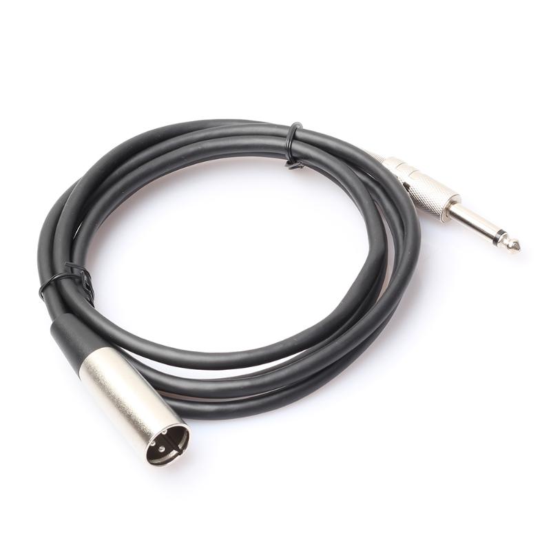 1.8m/3m/5m/7.6m Nickel-Plated Zinc-Alloy XLR 3-Pin Male to 1/4" Mono Plug Shielded Microphone Mic Audio Cord Cable Black - ebowsos