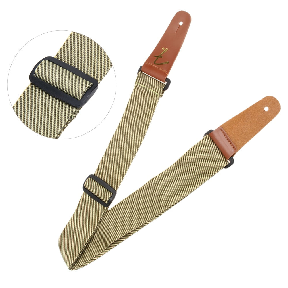 1 PC Guitar Strap Belt Soft Note Rhythm Adjustable Bass Acoustic Electric Folk Guitar Strap with Leather Ends-ebowsos