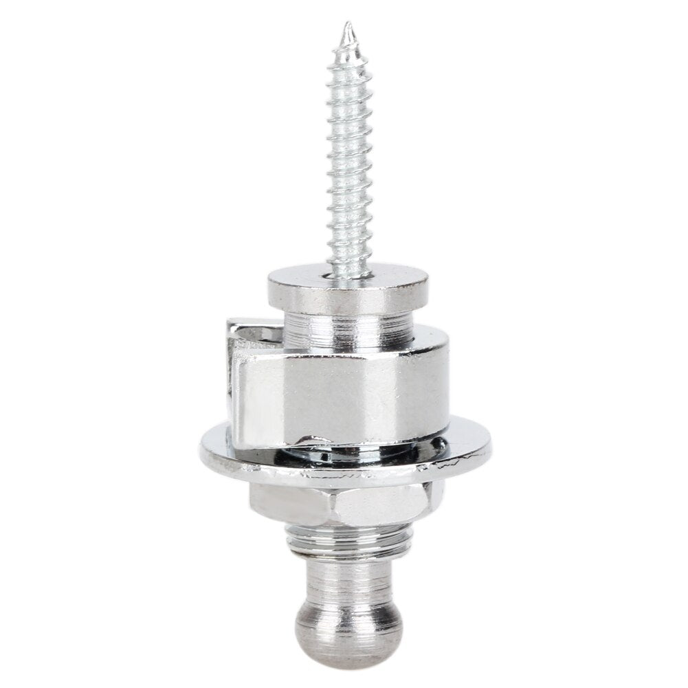 1 PCS Guitar Strap Lock Chrome Plated Straplock Button for All Acoustic Electric Bass Guitar Strap Easy Fix & Remove Screw-ebowsos