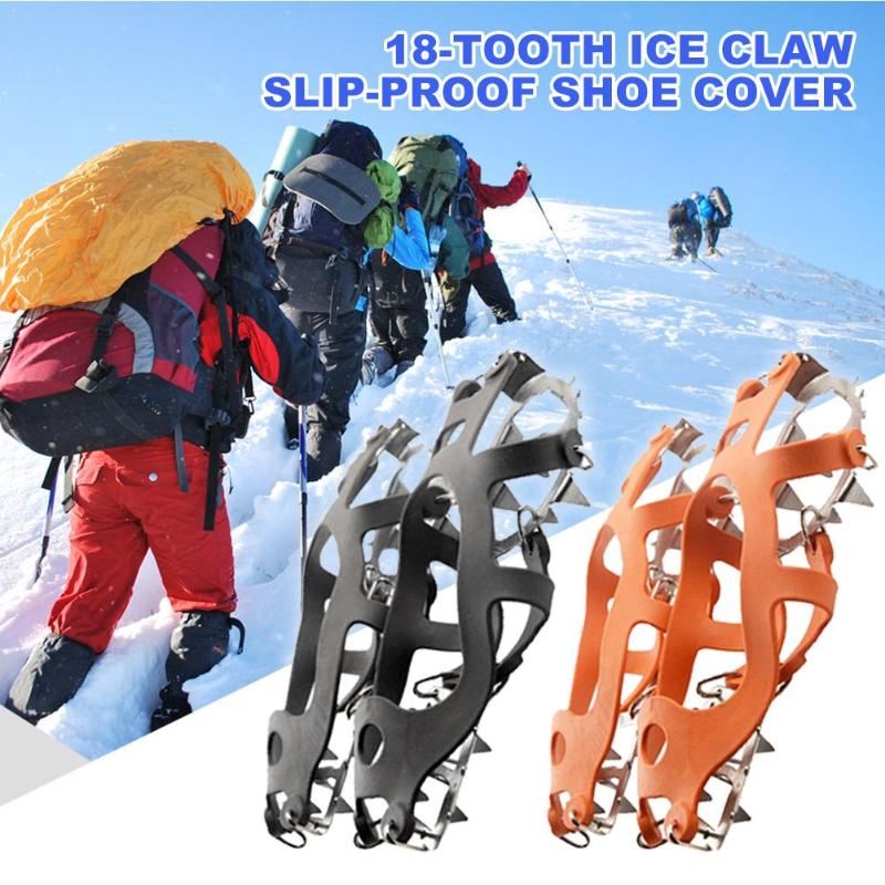 1 Pair 18 Tooth Slip-proof Ice Taper Claw Shoe Cover for Winter Hiking-ebowsos