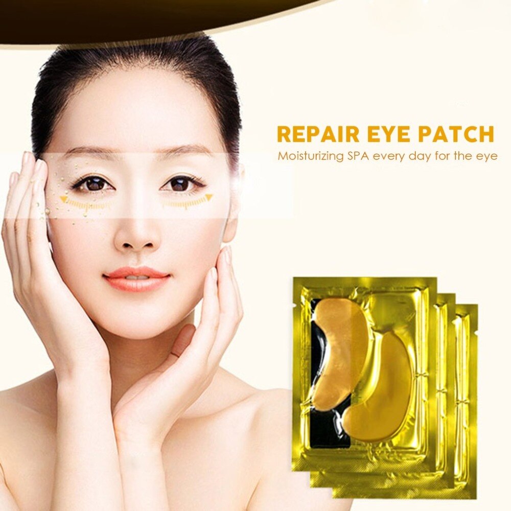 1 Pair 24K Eye Mask Remove Dark Circles Anti-wrinkle Moisturizing Anti-aging Anti-puffiness Eye Bags Beauty Firming Eye Mask - ebowsos
