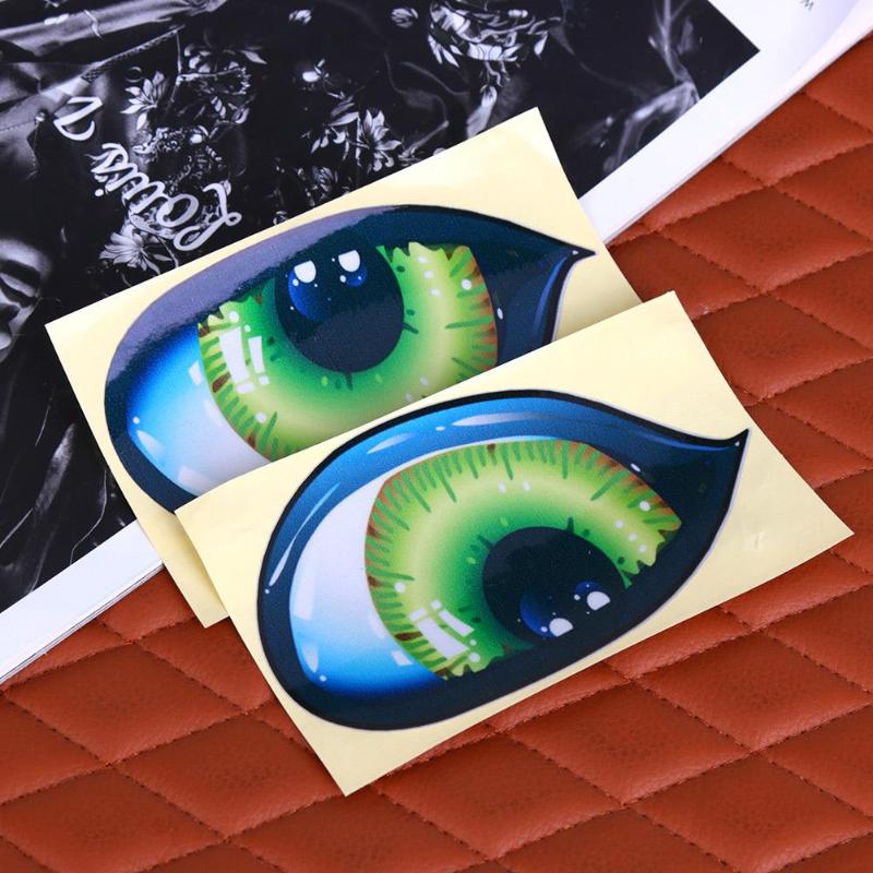 1 Pair 3D Funny Reflective Green Cat Eyes Car Stickers Truck Head Engine Rearview Mirror Window Cover Door Decal Graphics New - ebowsos