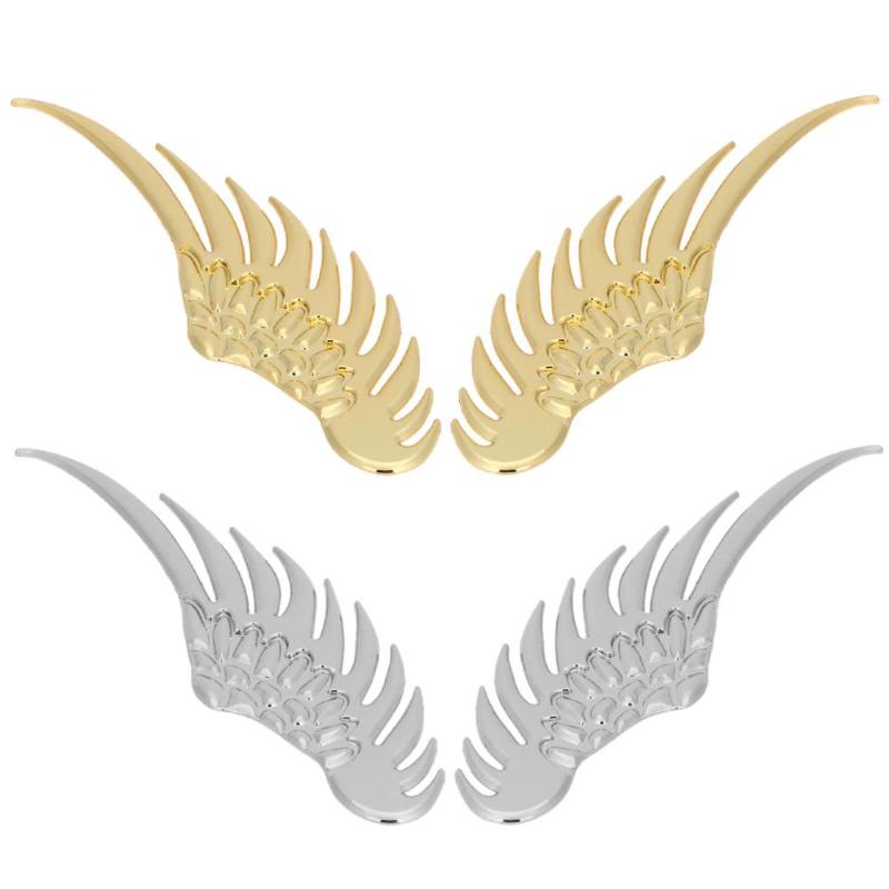 1 Pair Car Styling Fashion Metal Stickers 3D Wings Car Sticker Car Motorcycle Accessories Gold/silver Decoration Accessories New - ebowsos