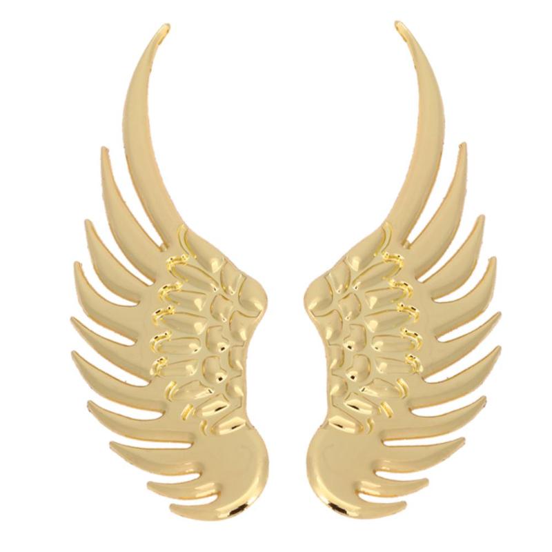 1 Pair Car Styling Fashion Metal Stickers 3D Wings Car Sticker Car Motorcycle Accessories Gold/silver Decoration Accessories New - ebowsos