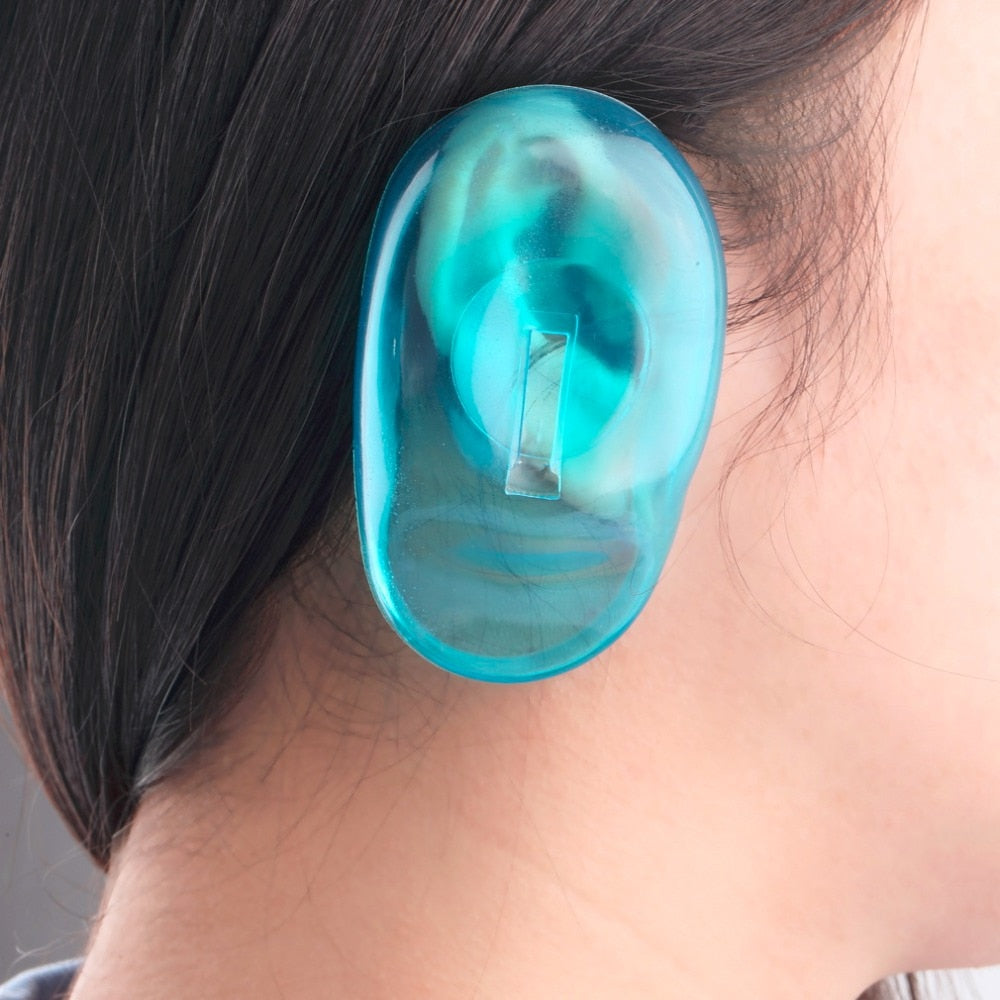 1 Pair Clear Silicone Ear Cover Hair Dye Shield Protect Salon Color Blue New Styling Accessories Free Shipping - ebowsos