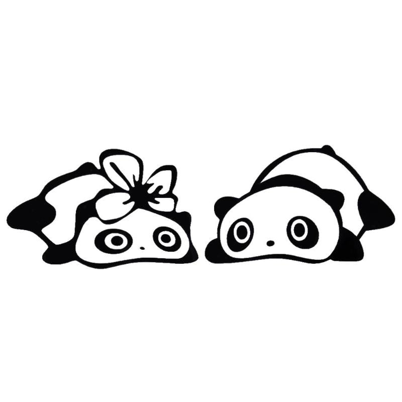 1 Pair Cute Cartoon Pandas Car Truck Window Reflective Sticker Decal Car Sticker Car Window Vinyl Decal Bumper Truck Decoration - ebowsos