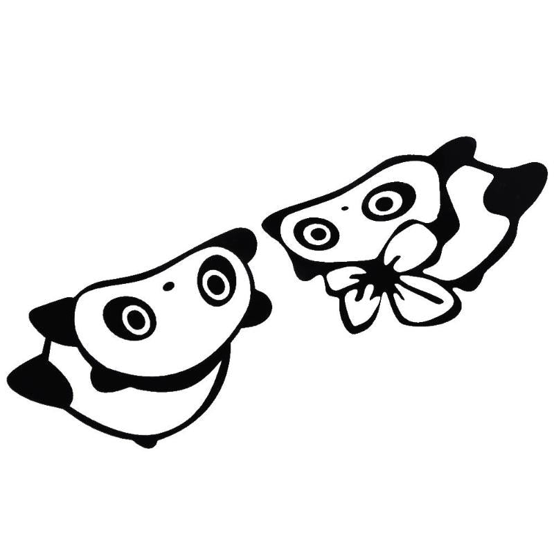 1 Pair Cute Cartoon Pandas Car Truck Window Reflective Sticker Decal Car Sticker Car Window Vinyl Decal Bumper Truck Decoration - ebowsos