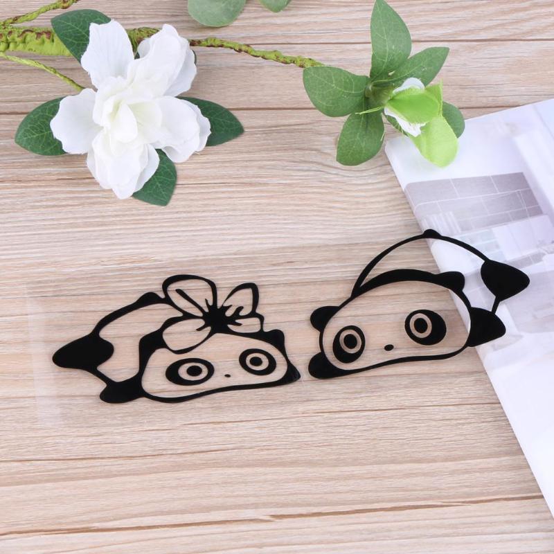 1 Pair Cute Cartoon Pandas Car Truck Window Reflective Sticker Decal Car Sticker Car Window Vinyl Decal Bumper Truck Decoration - ebowsos