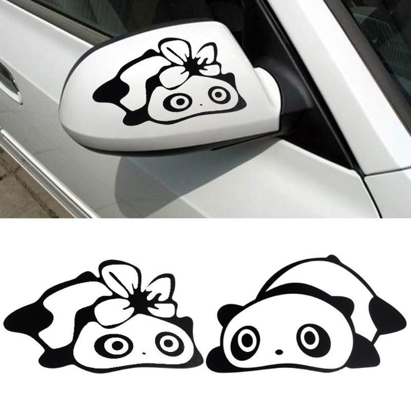 1 Pair Cute Cartoon Pandas Car Truck Window Reflective Sticker Decal Car Sticker Car Window Vinyl Decal Bumper Truck Decoration - ebowsos